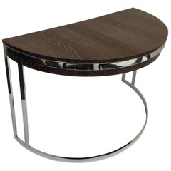 Cerused Oak and Chrome Demilune Desk by Milo Baughman