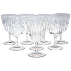 Vintage Set of Eight Baccarat Crystal 'Verone' Pattern White Wine Glasses, circa 1950s