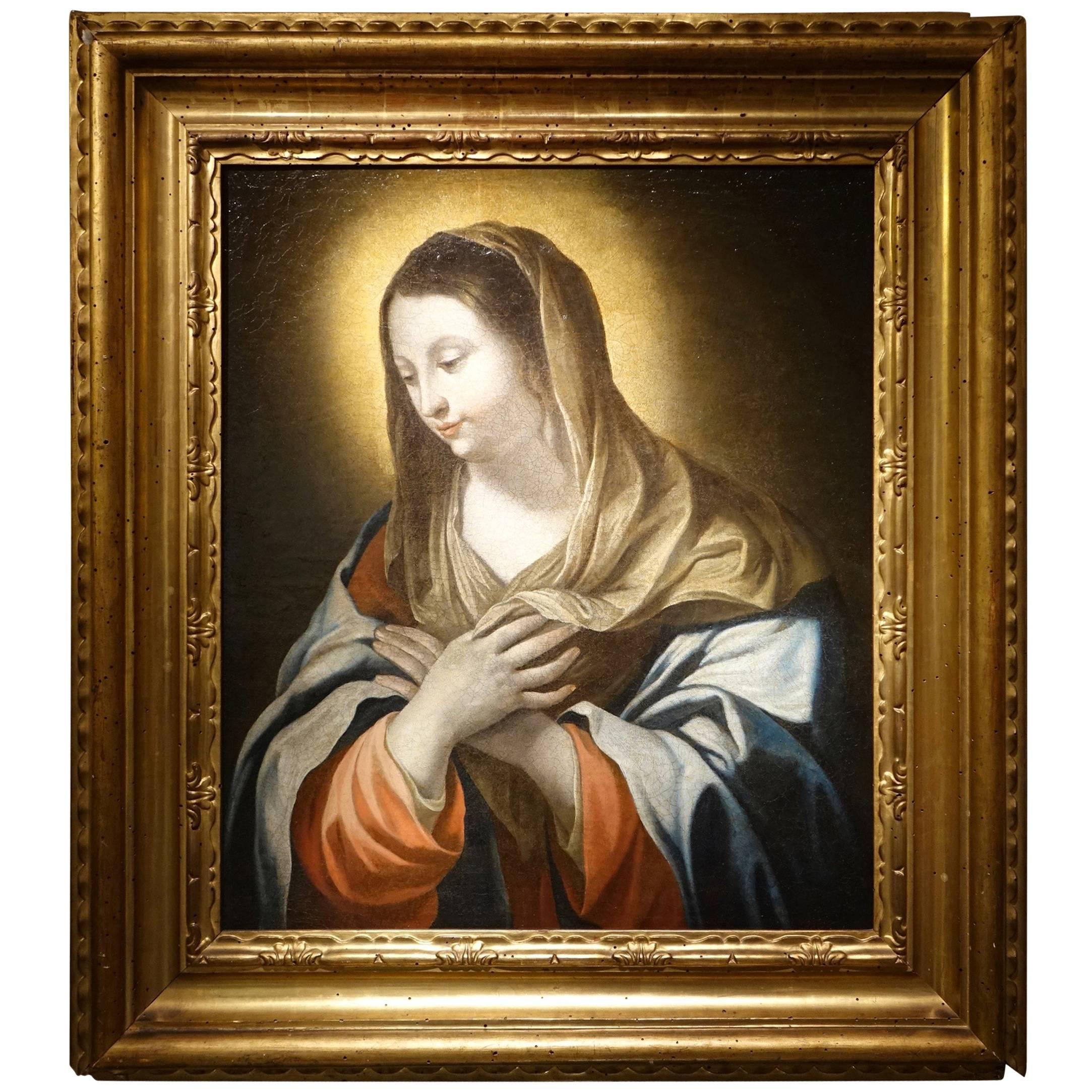 Virgin in Adoration, 17th Century French School  For Sale