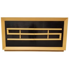 Credenza or Dresser with Two-Tone Black Lacquer Finish