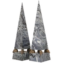 Faux Marble Obelisks with Lions 