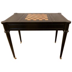 Louis XVI Style Hollywood Regency Ebony Game or Card Table