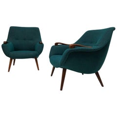 Scandinavian Lady and Senior Easy Chairs with New De Ploeg Steppe Upholstery 