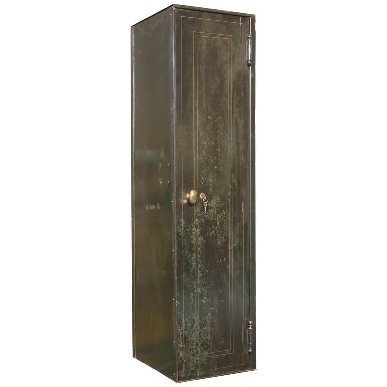 Vintage Distressed Steel Locker Upright Storage at 1stDibs