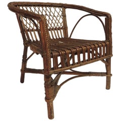 Vintage Rattan and Bamboo Child’s Armchair