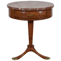 Osvaldo Borsani Side Table in Burl Walnut and Brass with Marble Top, circa 1950