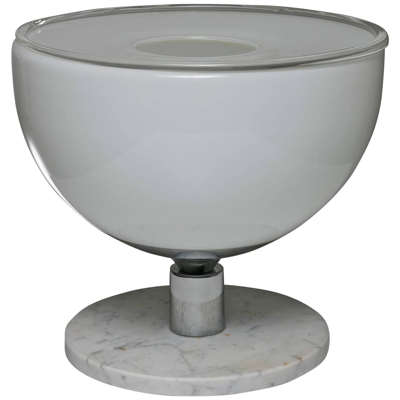 Lámpara de mesa de cristal de Murano con base de mármol, Italia, años 60