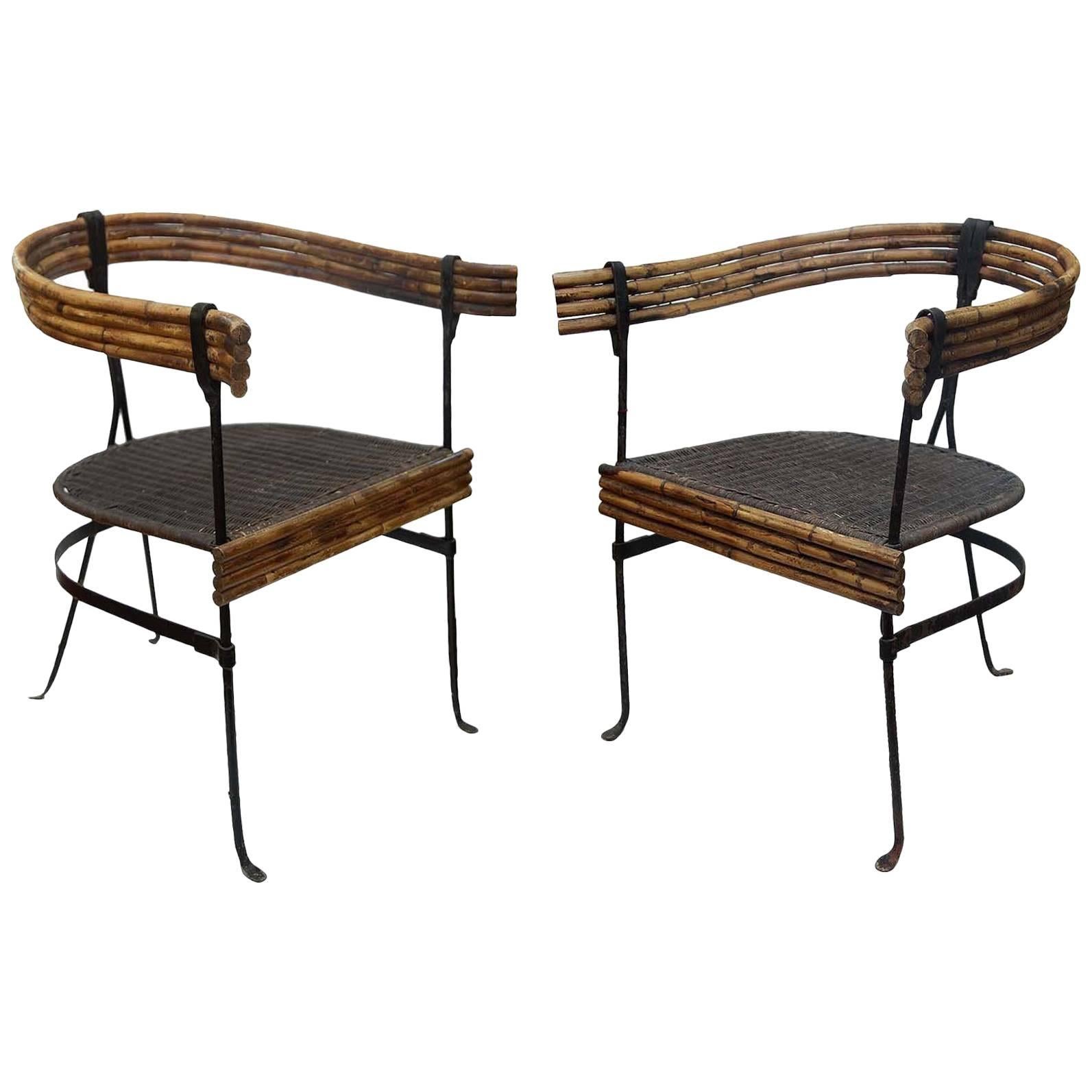 Antique Bamboo & Iron Arm Chairs