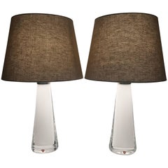 Pair of Swedish Carl Fagerlund White Glass Table Lamps