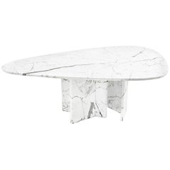 Dreieckiger esstisch aus carrara-marmor von Willy Ballez