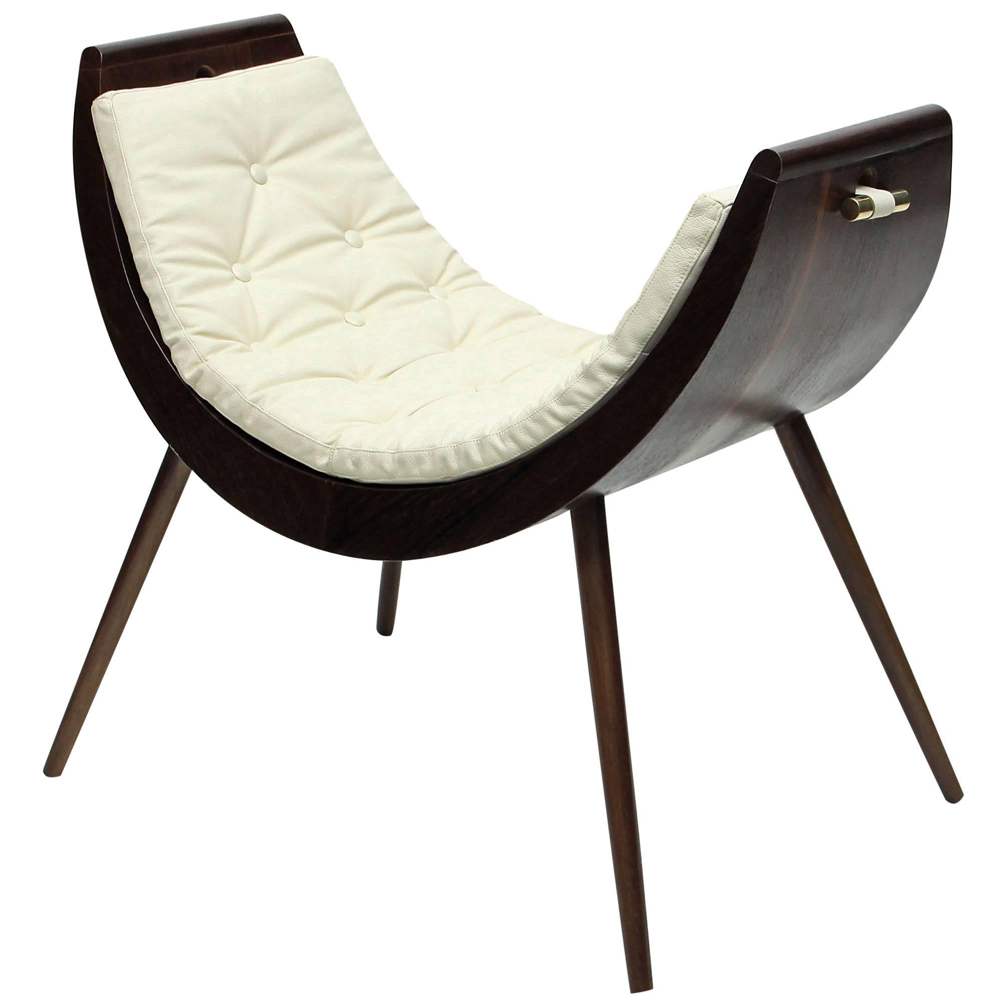 Rita Baiana Armchair/Daybed in Brazilian Modern Design Style Dark Ipê Wood For Sale