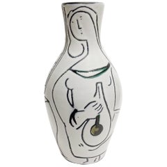 Jacques Innocenti, Black and White Ceramic Bottle Vase