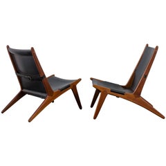 Pair of Hunting Chairs by Uno & Östen Kristiansson for Luxus, Sweden, 1954