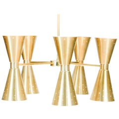 1960s Brass Starlite Chandeliers with Double Ended Fluted Cones