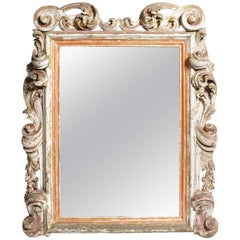 19th Century Italian Mirror with Carved Scroll-Work