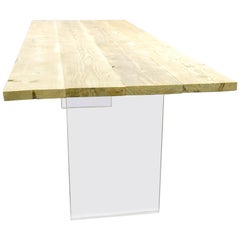 Reclaimed Wood Dining Table on Perspex Base