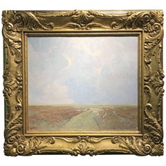 Emil Soren Carlsen Marsh Landscape Oil Painting, Probably Long Island Sound
