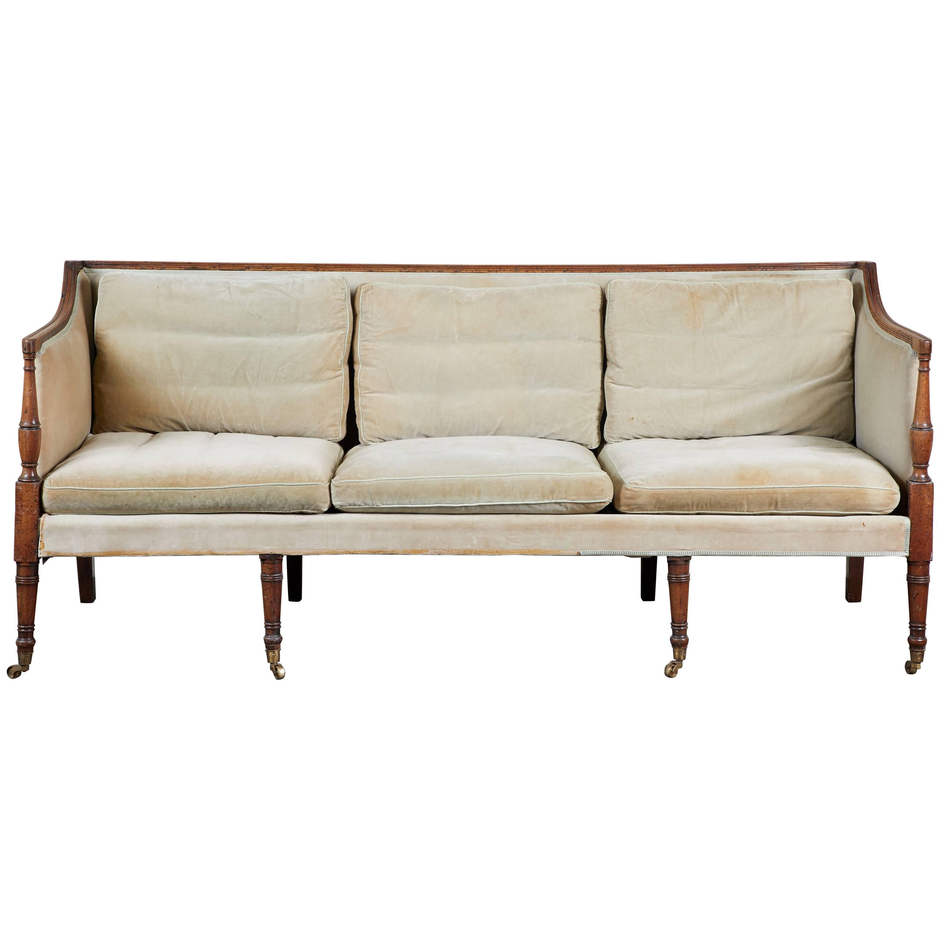 19th Century English Regency Mahogany Trimmed Sofa