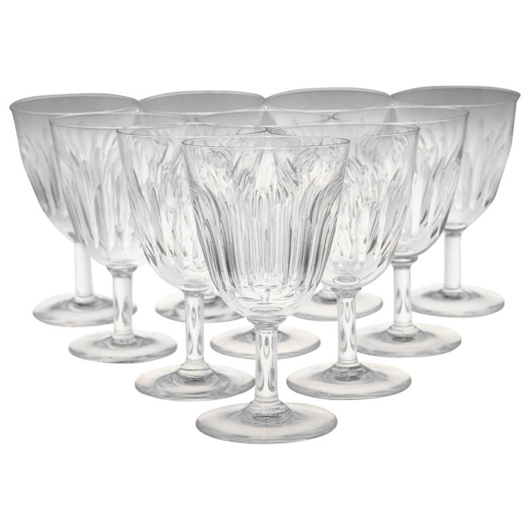 Set of Ten Baccarat Crystal 'Lorraine' Pattern White Wine Glasses