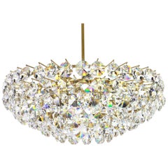 Bakalowits Chandelier, Brass and Crystal Glass, Austria, 1960s