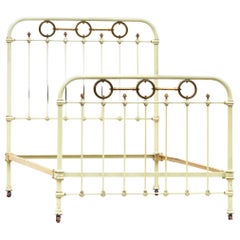 Antique French Brass and Iron Bed with Original Paint, circa 1890