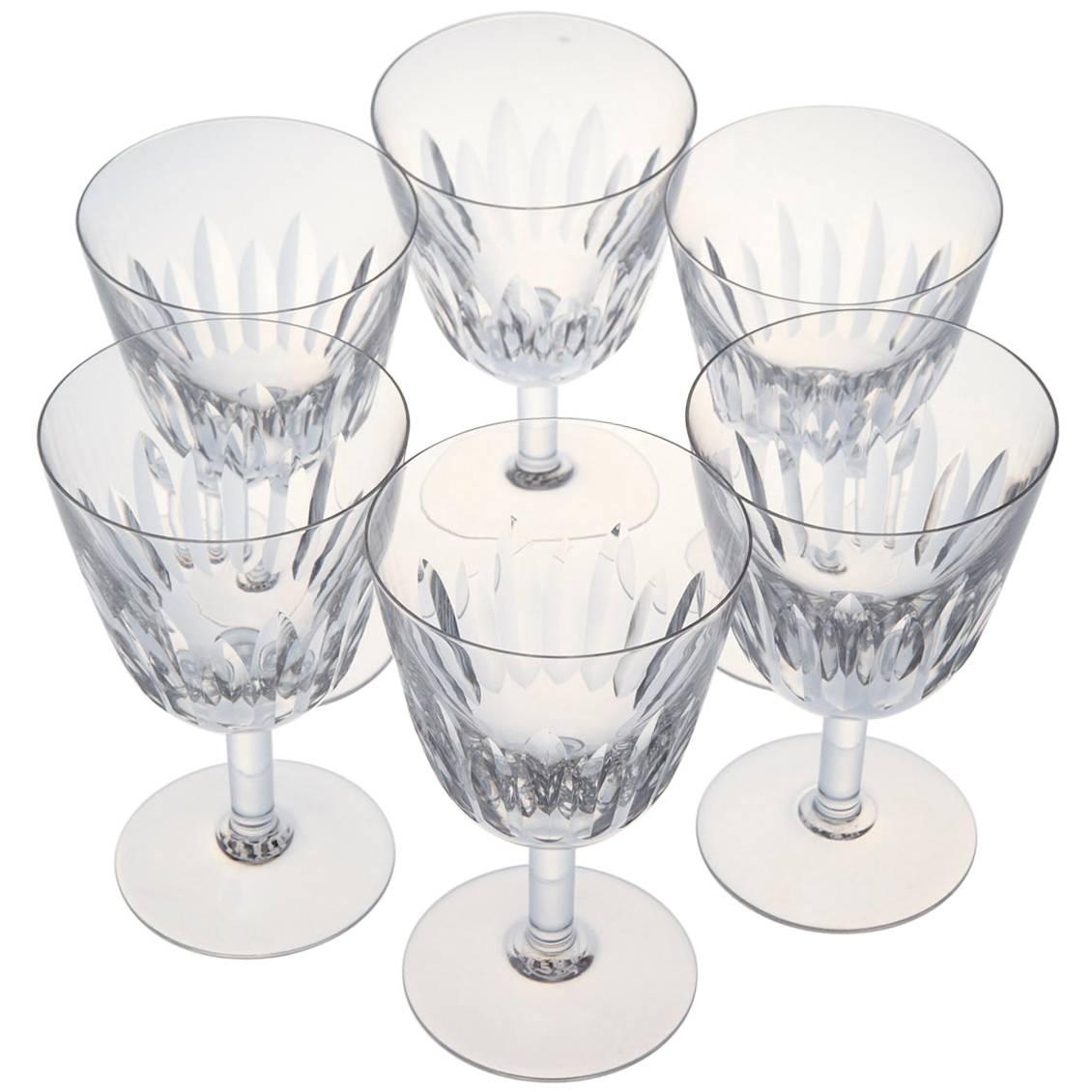 Set of Six Baccarat Crystal 'Lorraine' Pattern Red Wine Glasses, circa 1950s For Sale
