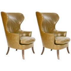 Pair of Custom Made-to-Order Regal Wingback Club Chairs