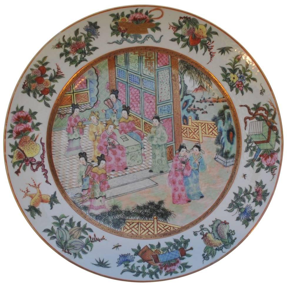Fine Canton Medallion Court Scene Charger For Sale