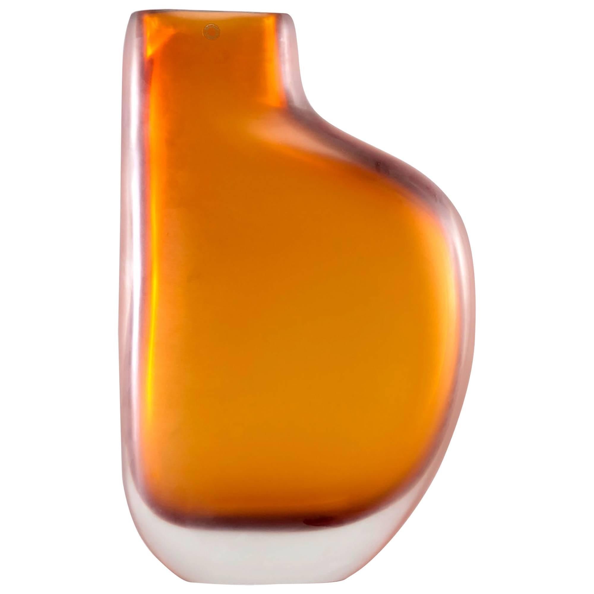 Limited Edition Amber Murano Cased Glass Vase by Arcade