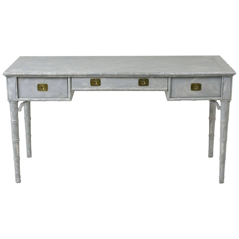 Midcentury Faux Burnt Bamboo Desk Or Writing Table For At 1stdibs Faux Painted Bamboo Desk