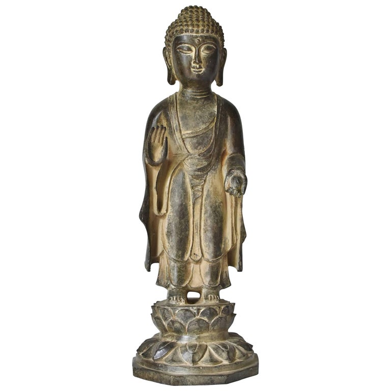 Bronze Standing Buddha Statue at 1stDibs