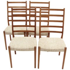 Set of Four Teak Ladder Back Swedish Dining Chairs by Svegards Markaryd