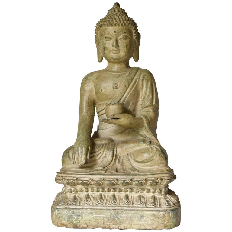 Large Pale Green Bronze Buddha Statue at 1stDibs