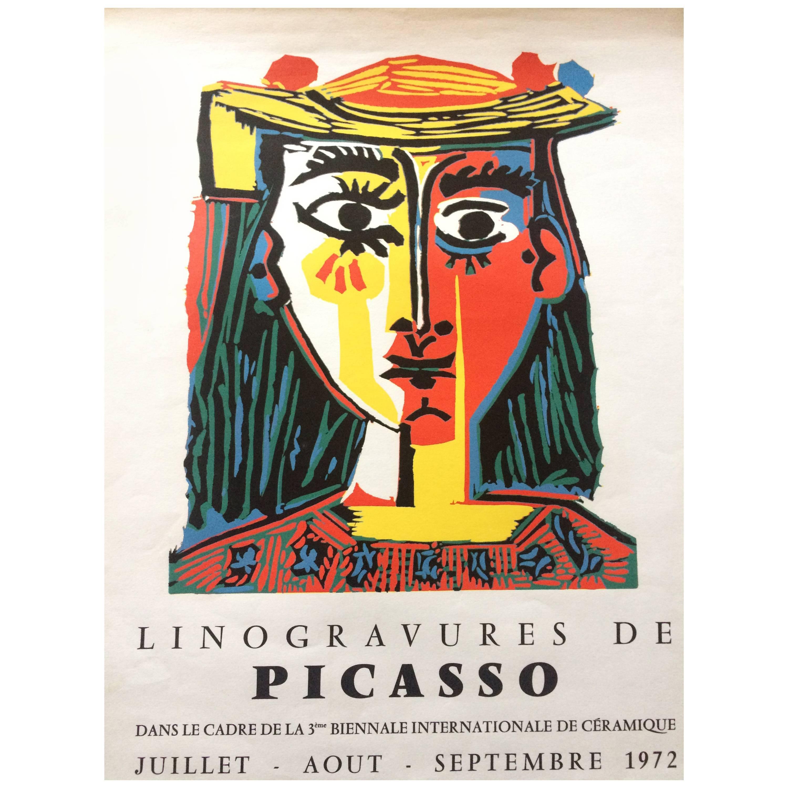 Exhibition poster ‘Linogravures de Picasso’ after Pablo Picasso, 1972 For Sale