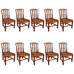 Used Set of Ten Period 18th Century George III Chippendale Dining Chairs