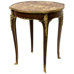 Late 19th Century Gilt Bronze Mounted Parquetry Lamp Table by Kahn