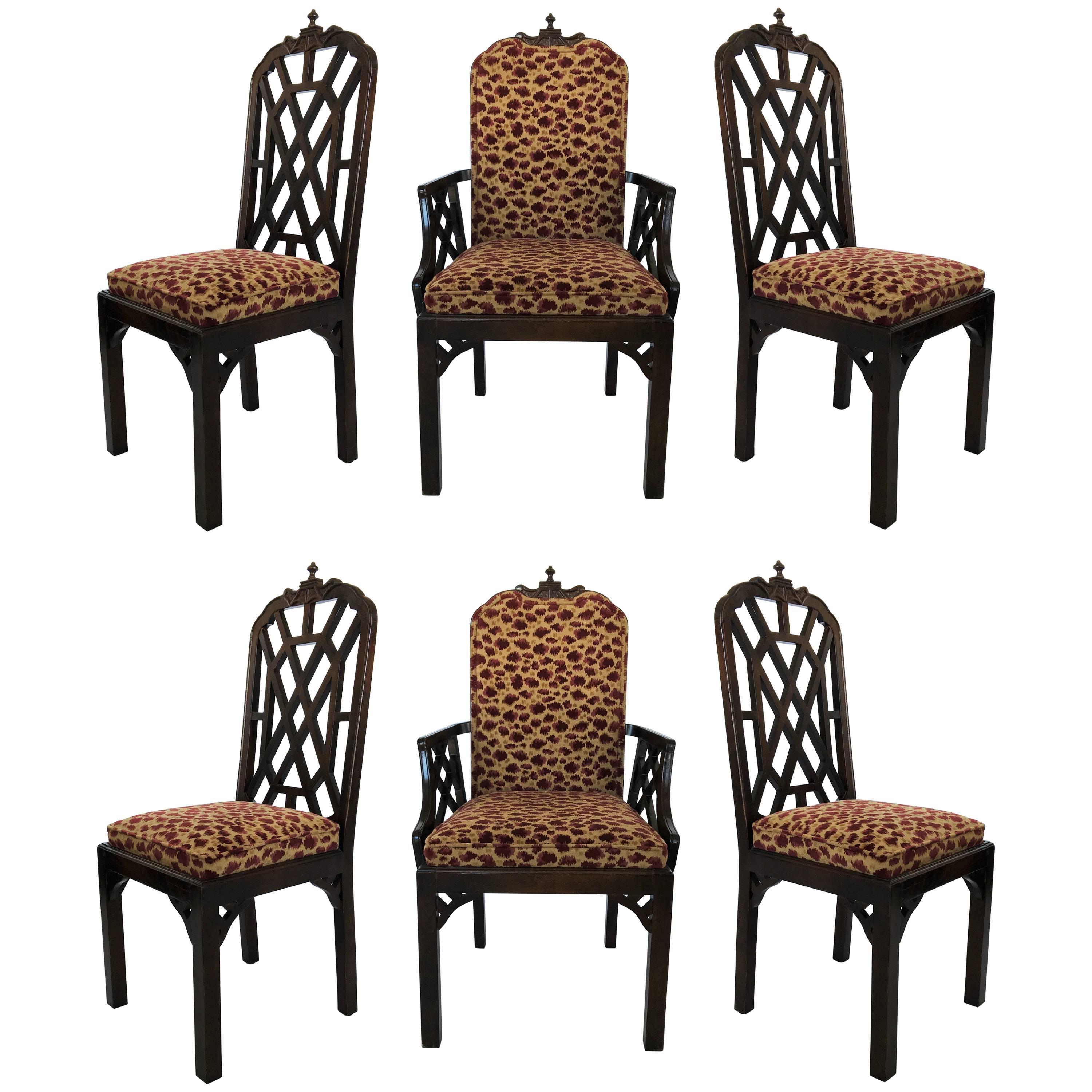 Six Chinese Chippendale Dining Chairs For Sale