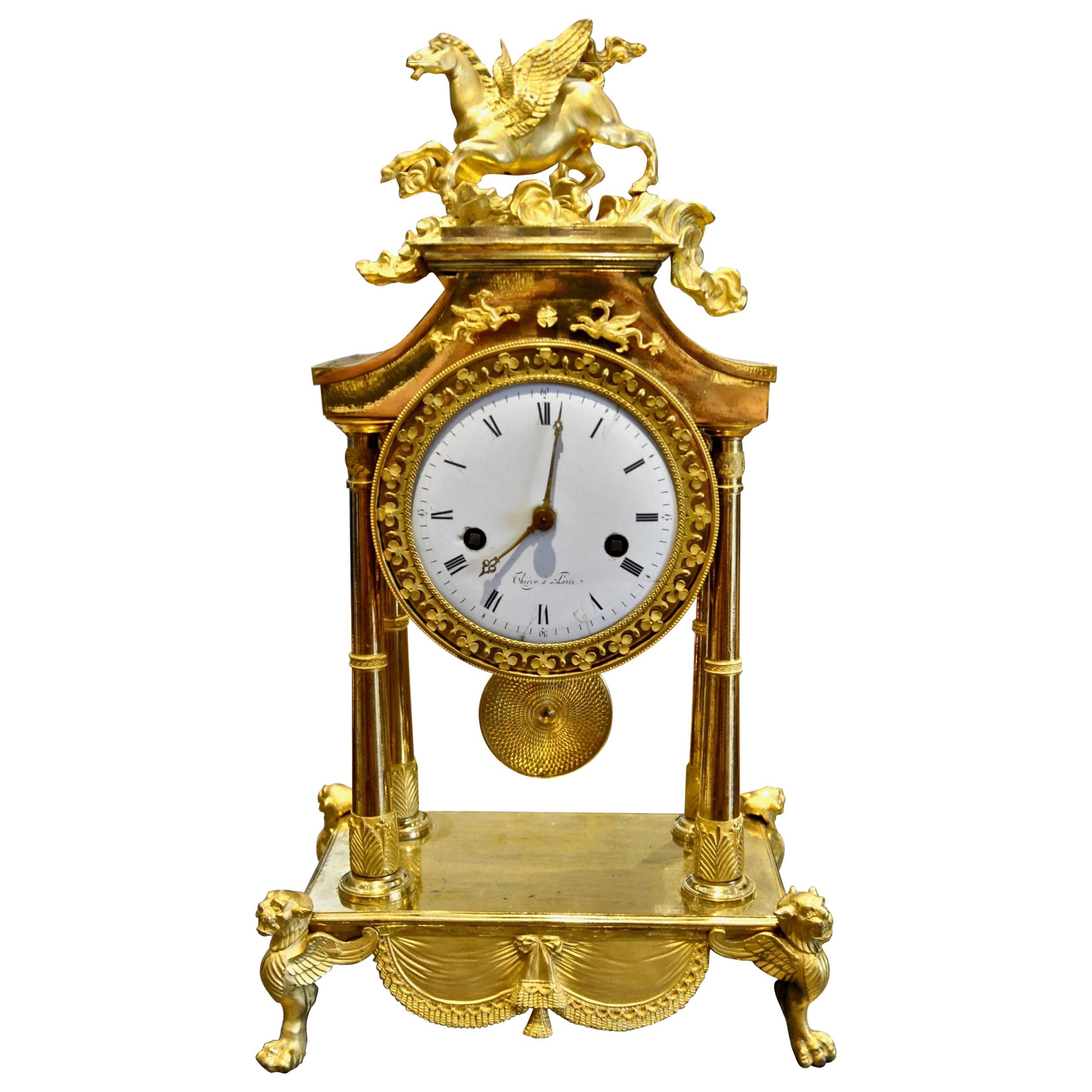 Period French Ormolu Director Pegasus Clock, circa 1795