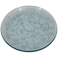 Molded Glass Plate, Signed "Subway Koi '95" after Keith Haring