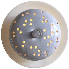 Perforata B, Unique Handmade Ceramic and Cast Glass Sconce or Flush Mount