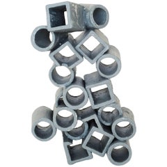 Ceramic Sculpture with Teal Crackle Texture by Ben Medansky