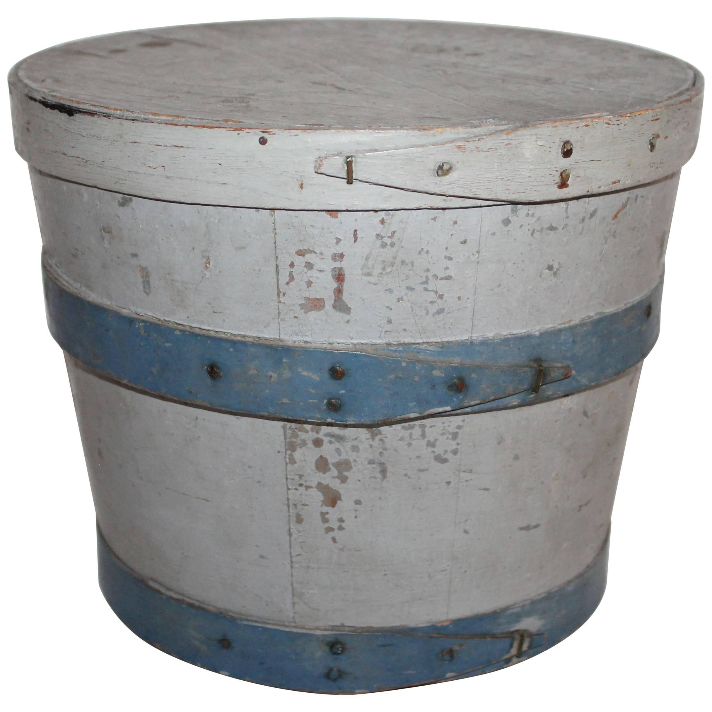 19th Century Original Painted Lard Bucket