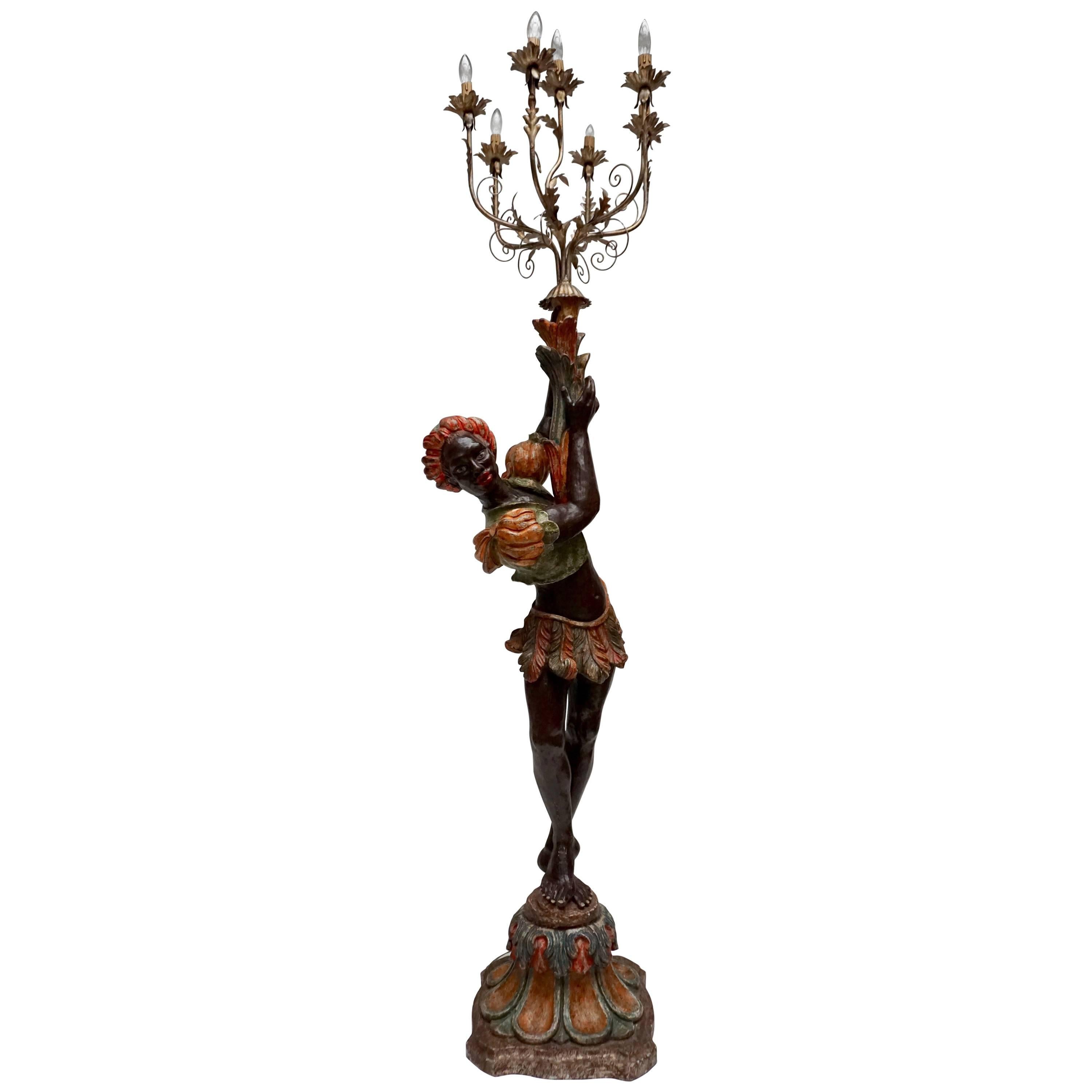 Hand-Painted Venetian Candelabra Floor Lamp