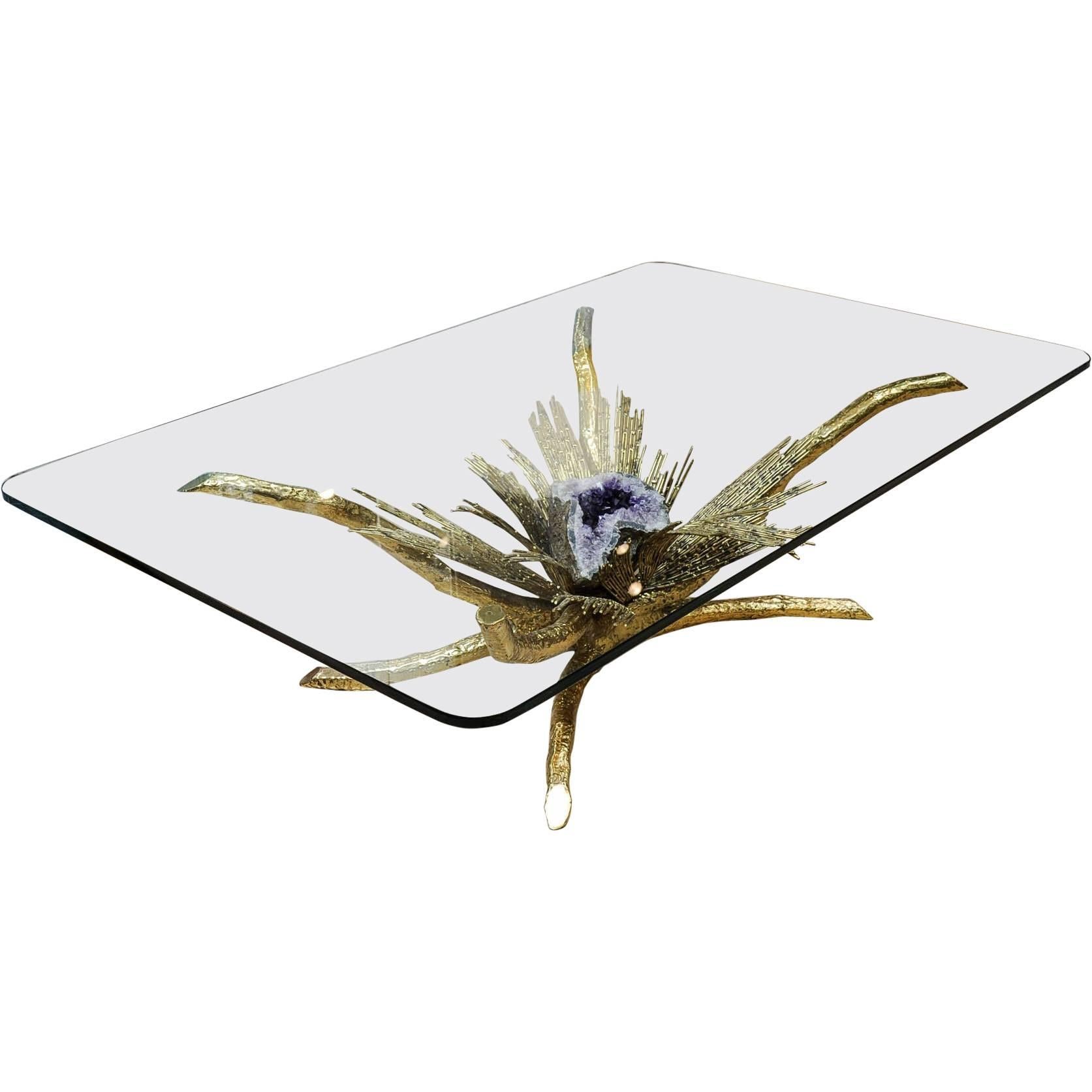 Sculpted Coffee Table Signed by Duval Brasseur