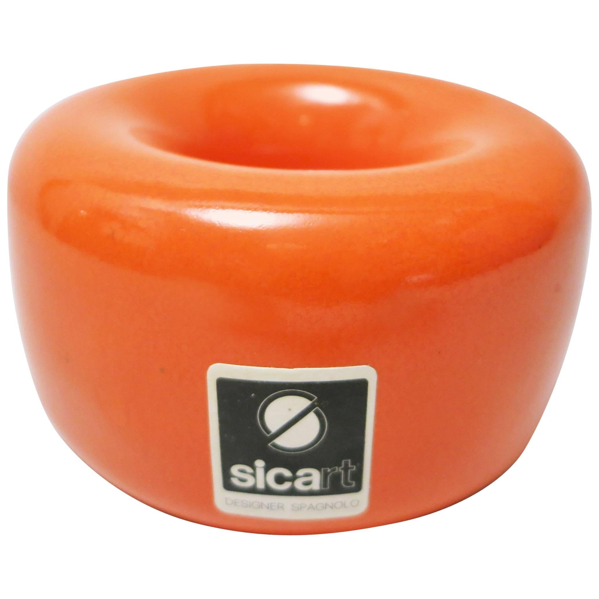 1970s Orange Ceramic Ashtray by Pino Spagnolo and Sicart For Sale