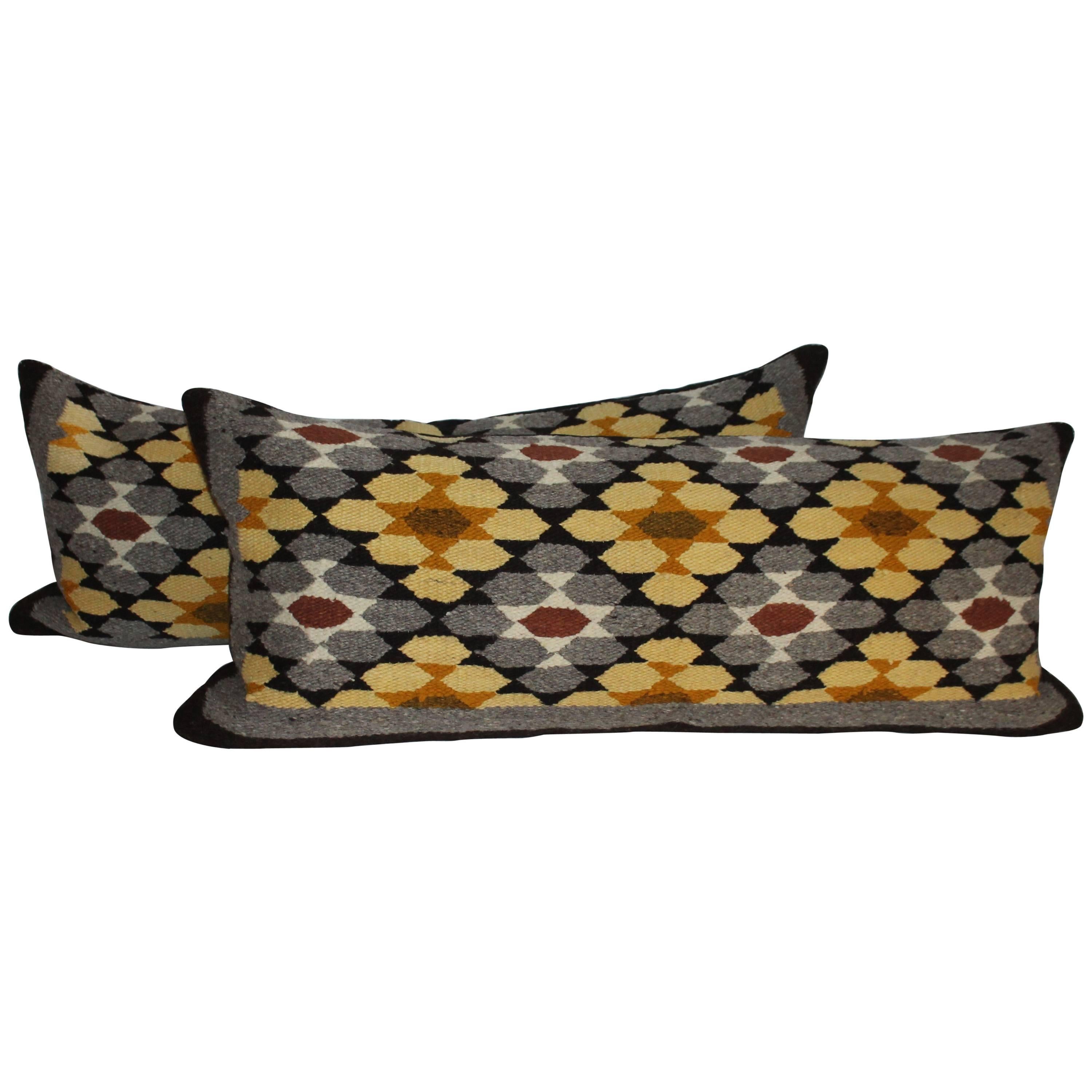 Navajo Indian Weaving Bolster Pillows, Two