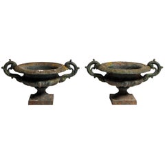 Antique Cast Iron Planter with Original Green Paint