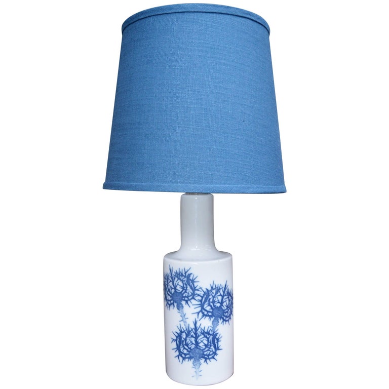 Blue Ceramic Thistle Lamp by Fog and Mørup for Royal Copenhagen New Blue Shade at 1stDibs