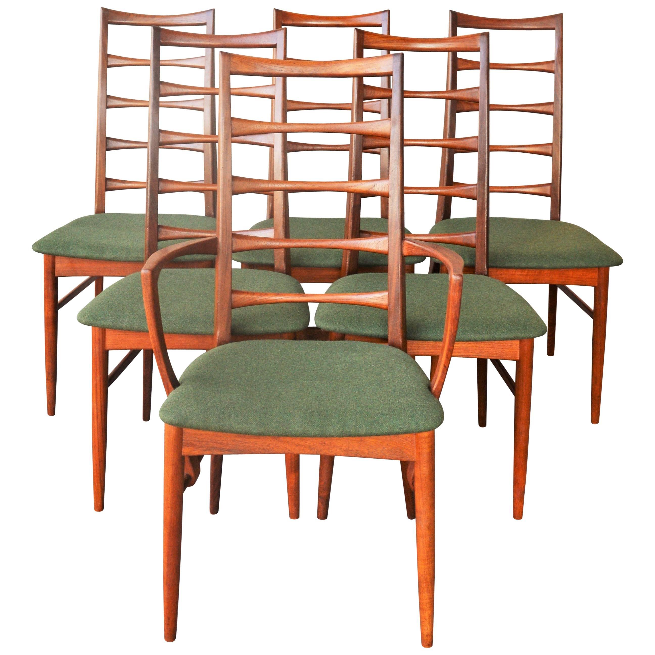 Danish Set of Six Teak Two-Tone Liz Chairs, Niels Koefoeds for Koefoeds Hornslet