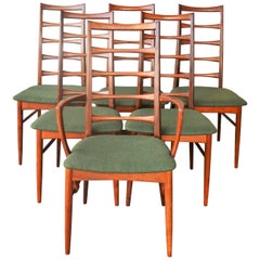 Danish Set of Six Teak Two-Tone Liz Chairs, Niels Koefoeds for Koefoeds Hornslet